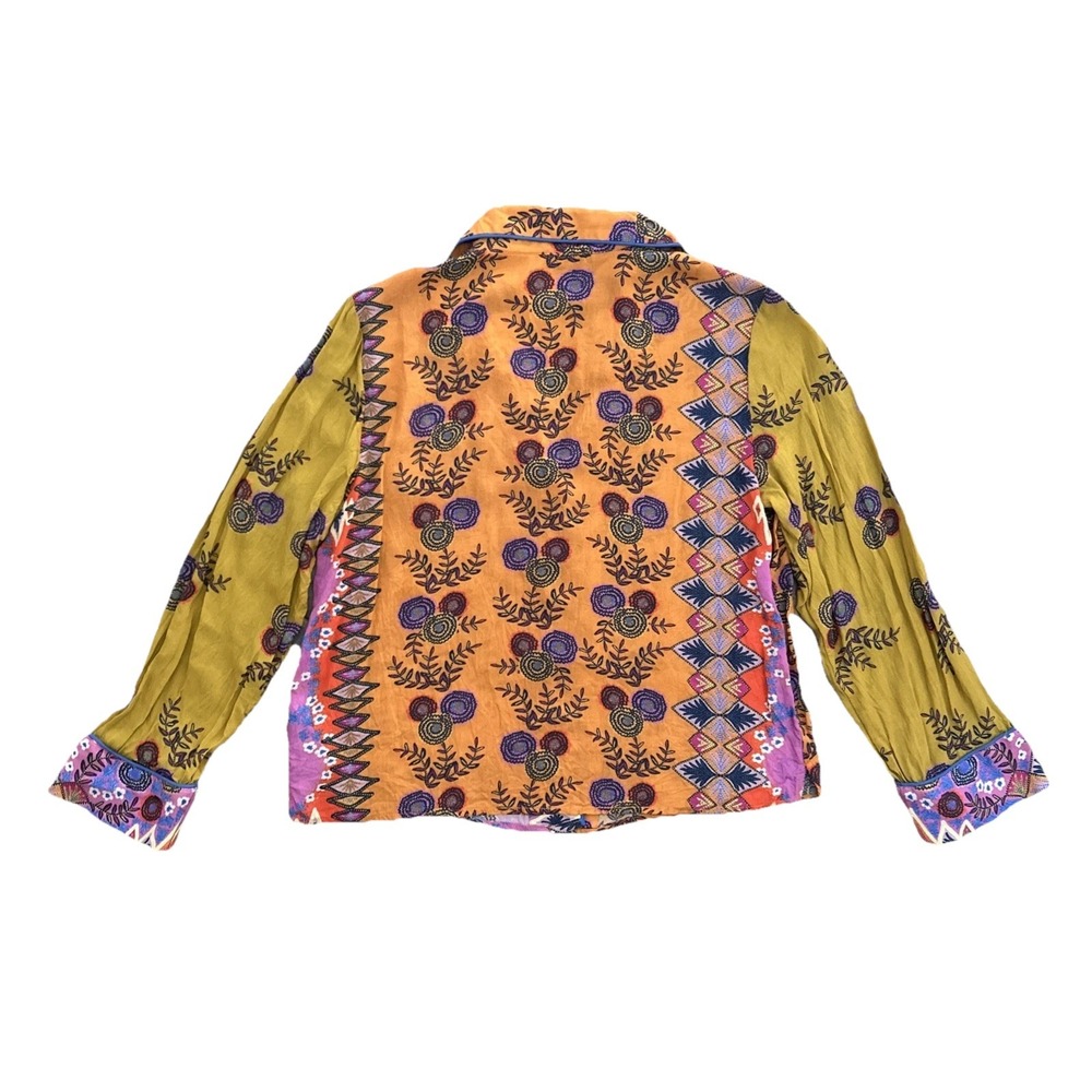 By Anthropologie Long Sleeve Patchwork Floral Button Shirt Multicolor Top Size S - Picture 6 of 9